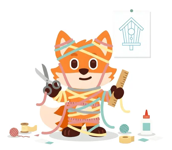 Spark, der schlaue Fuchs, bastelt ein Vogelhaus