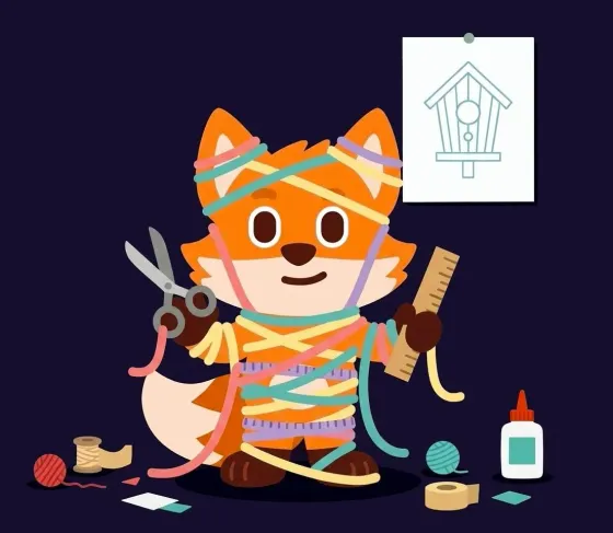 Spark, der schlaue Fuchs, bastelt ein Vogelhaus